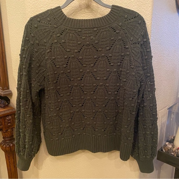 HARPER Francesca’s Women Sage Green Knit Balloon Sleeve Sweater Size Medium - Picture 4 of 7